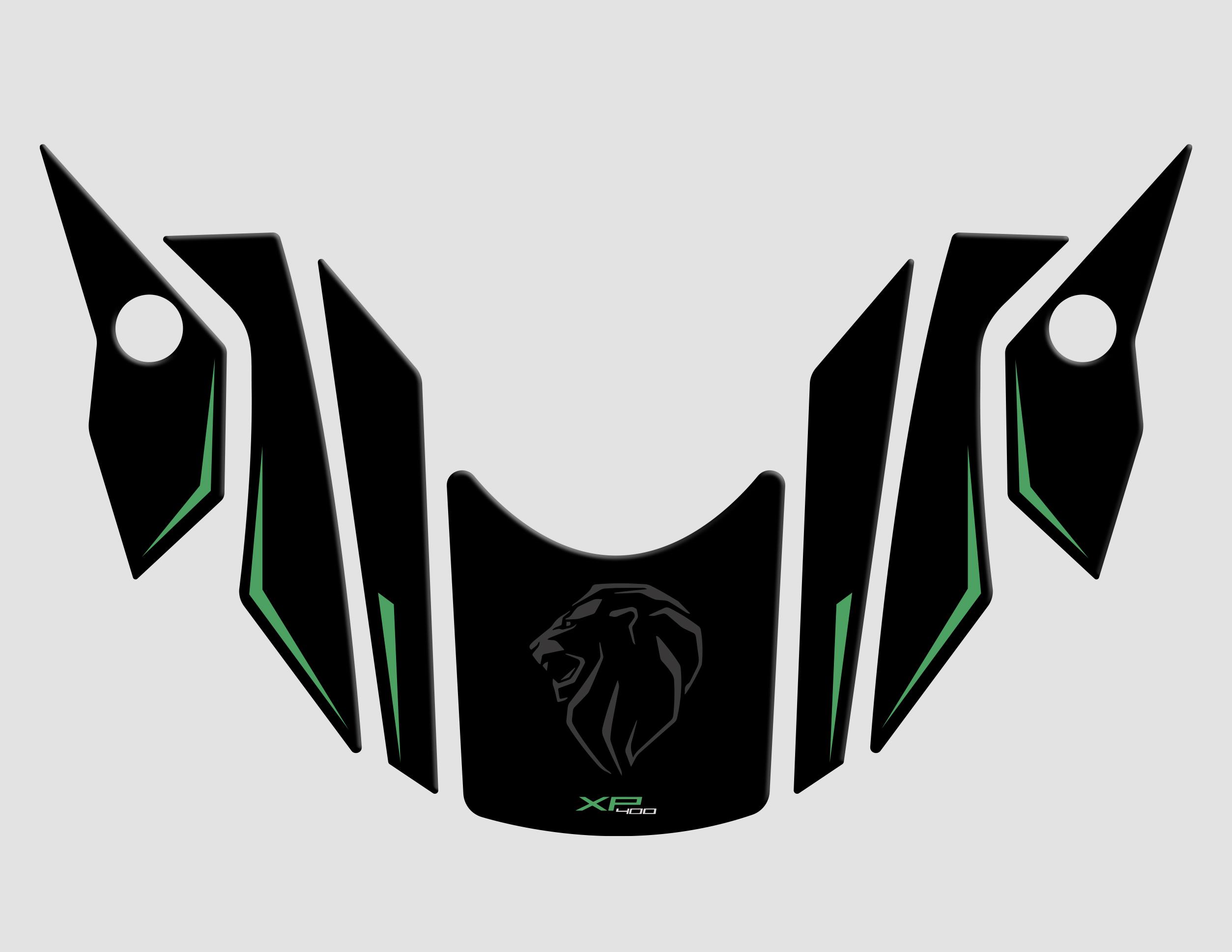 Peugeot XP-400 Uyumlu Çamurluk koruyucu Pad Set Siyah Yeşil Redline Grafik