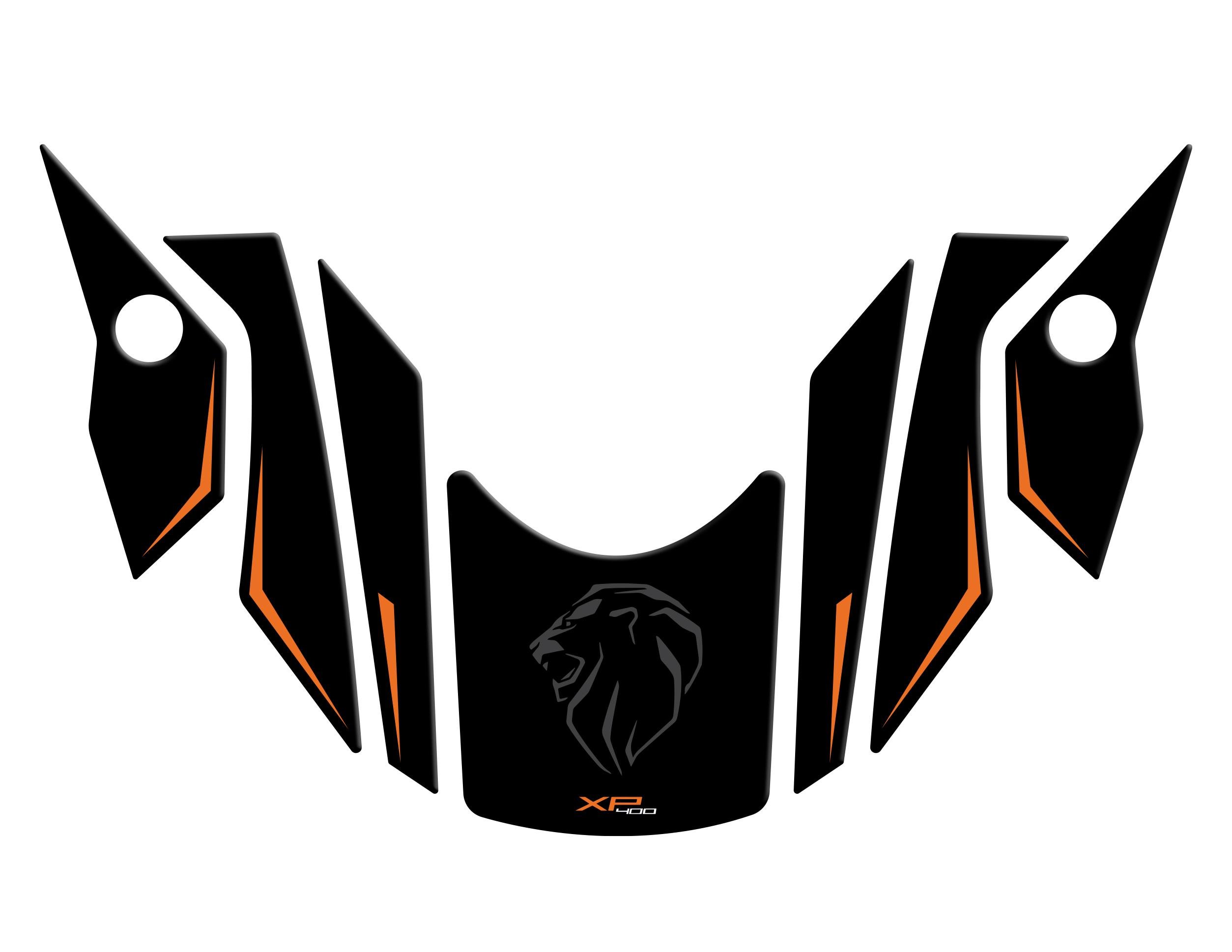 Peugeot XP-400 Uyumlu Çamurluk koruyucu Pad Set Siyah Turuncu Redline Grafik