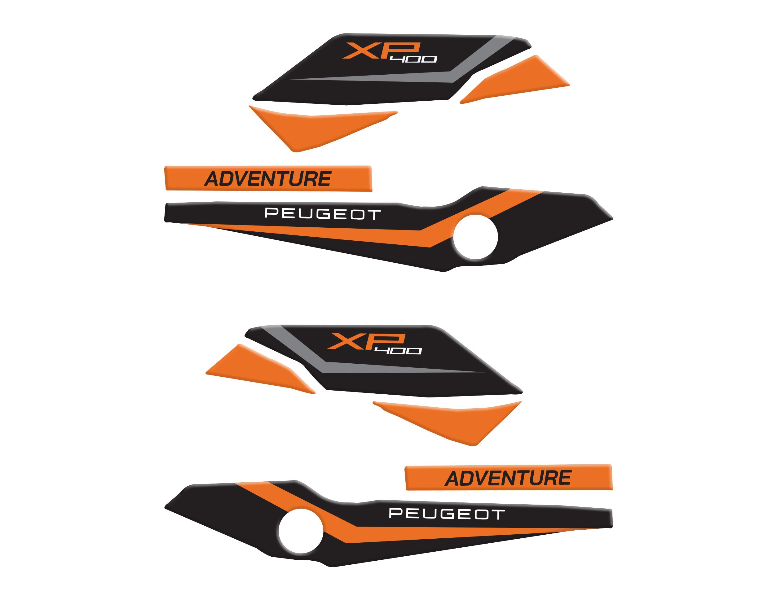 Peugeot XP-400 Uyumlu Elcik koruyucu Pad Set Siyah Turuncu Redline Grafik