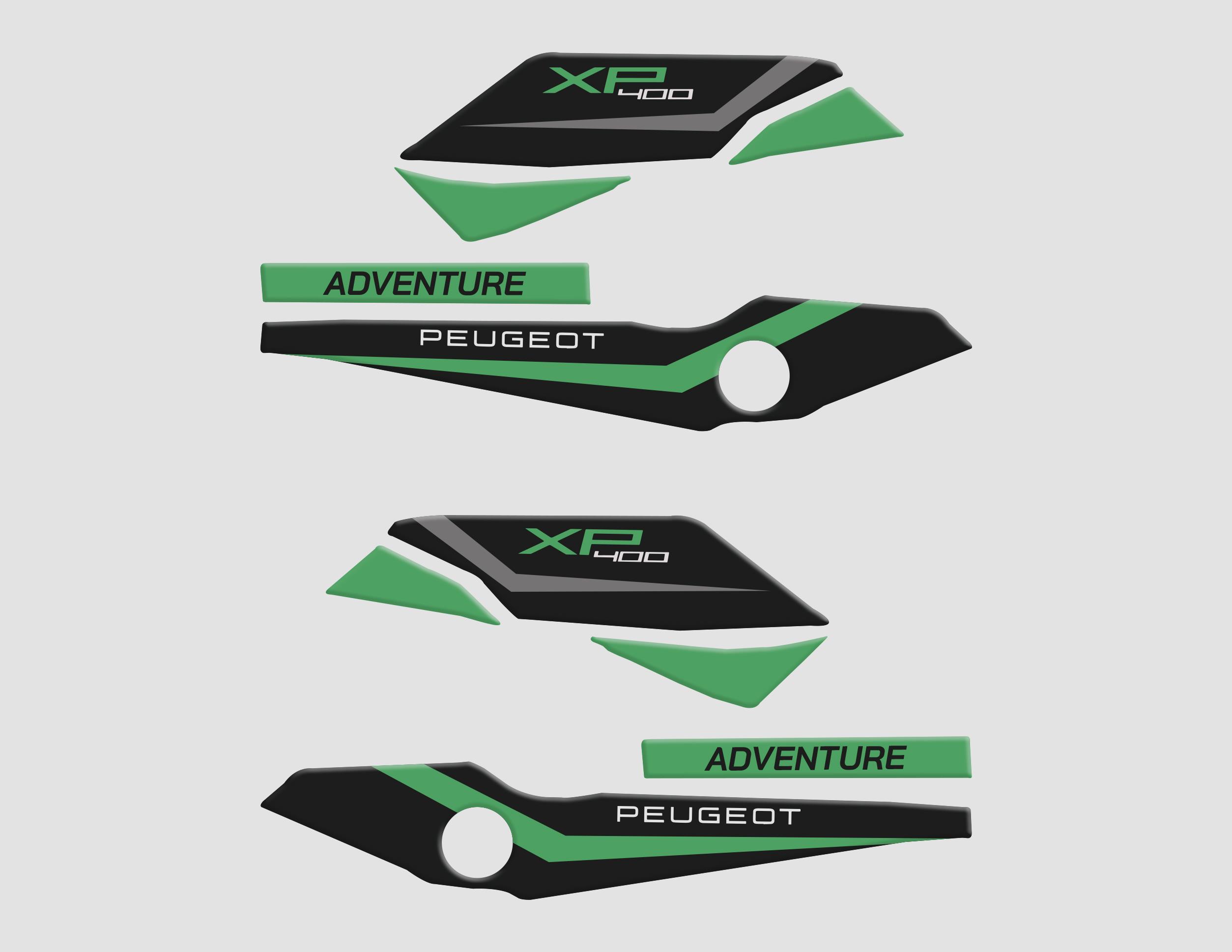 Peugeot XP-400 Uyumlu Elcik koruyucu Pad Set Siyah Yeşil Redline Grafik
