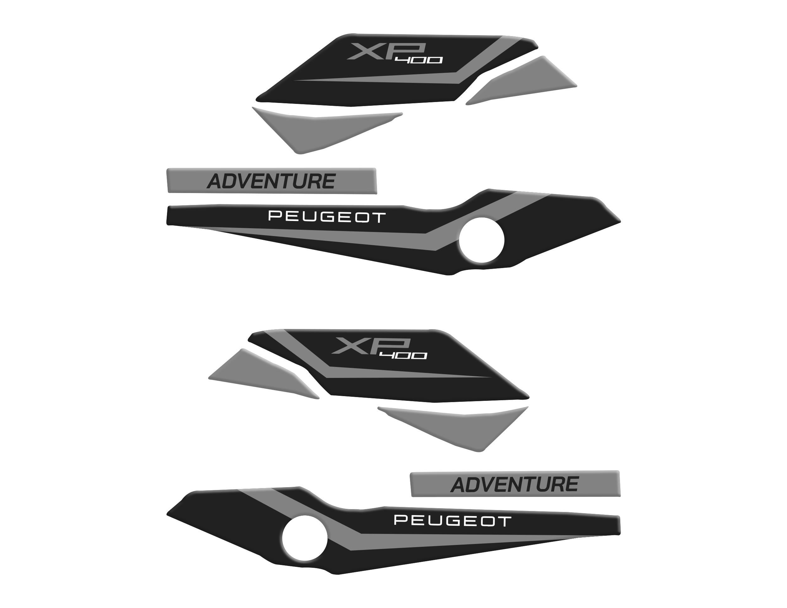 Peugeot XP-400 Uyumlu Elcik koruyucu Pad Set Siyah Gri Redline Grafik