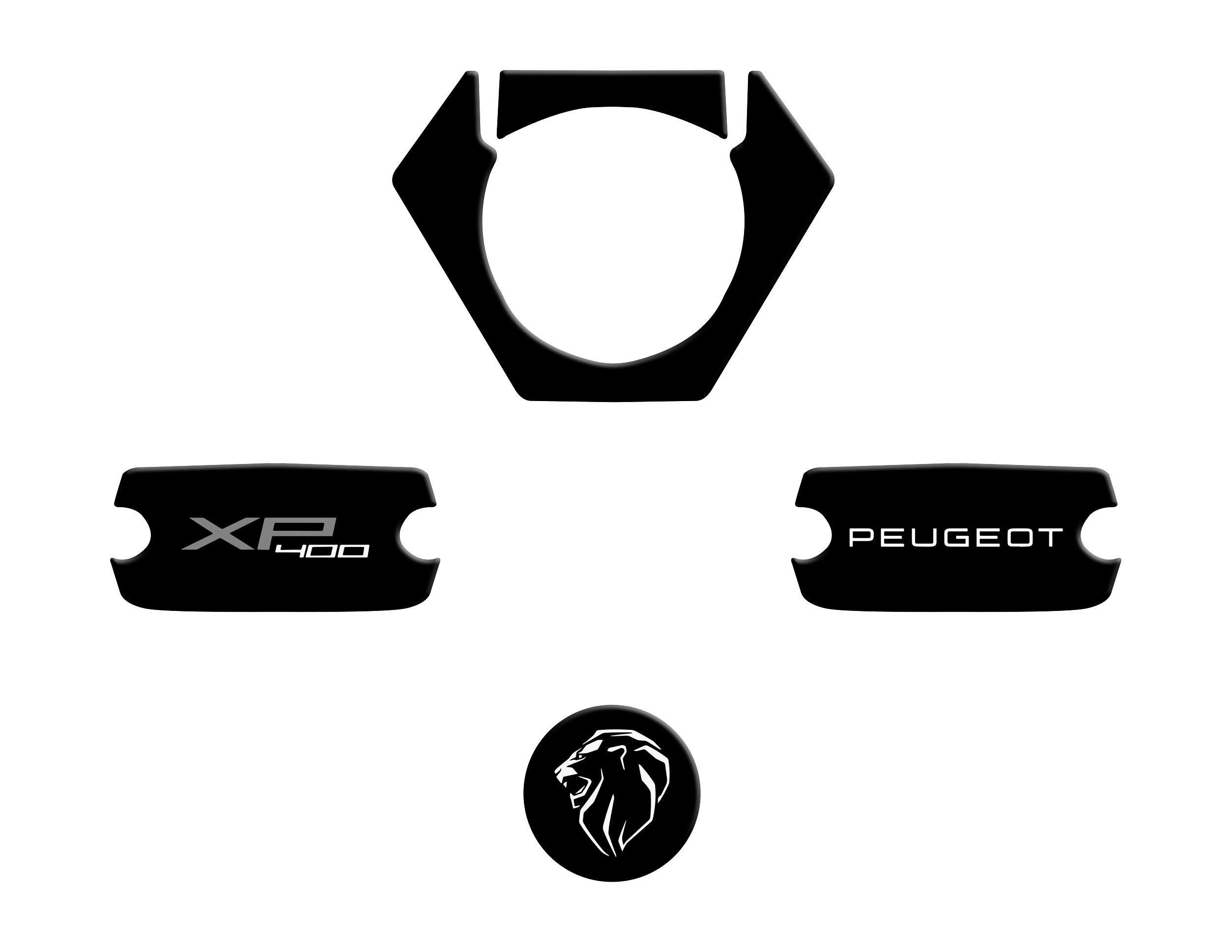 Peugeot XP-400 Uyumlu Hidrolik Kontak Koruyucu Pad Set Siyah Gri Redline Grafik