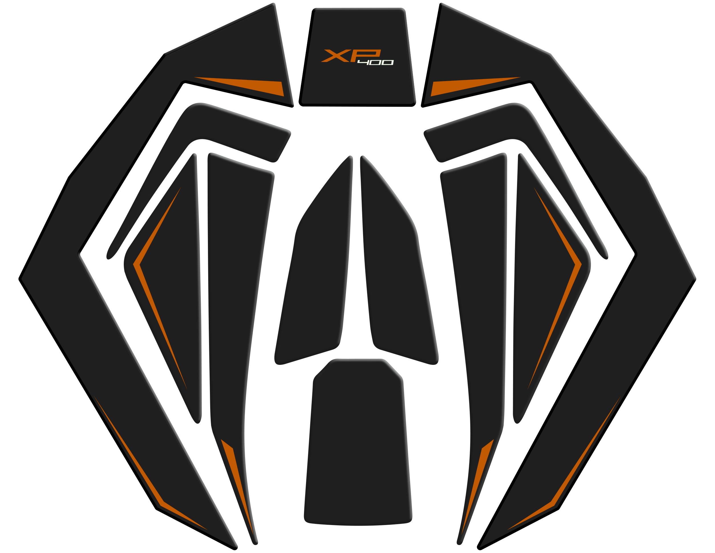 Peugeot XP-400 Uyumlu Tank Pad Set Siyah Turuncu Redline Grafik