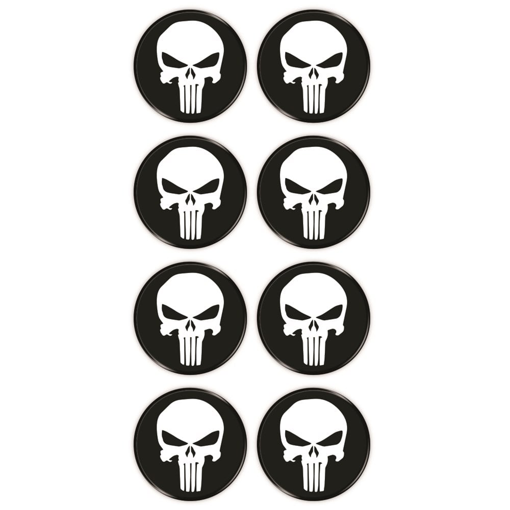 Punisher 8'li Koruma Takozu 3D Sticker Etiket Siyah Beyaz