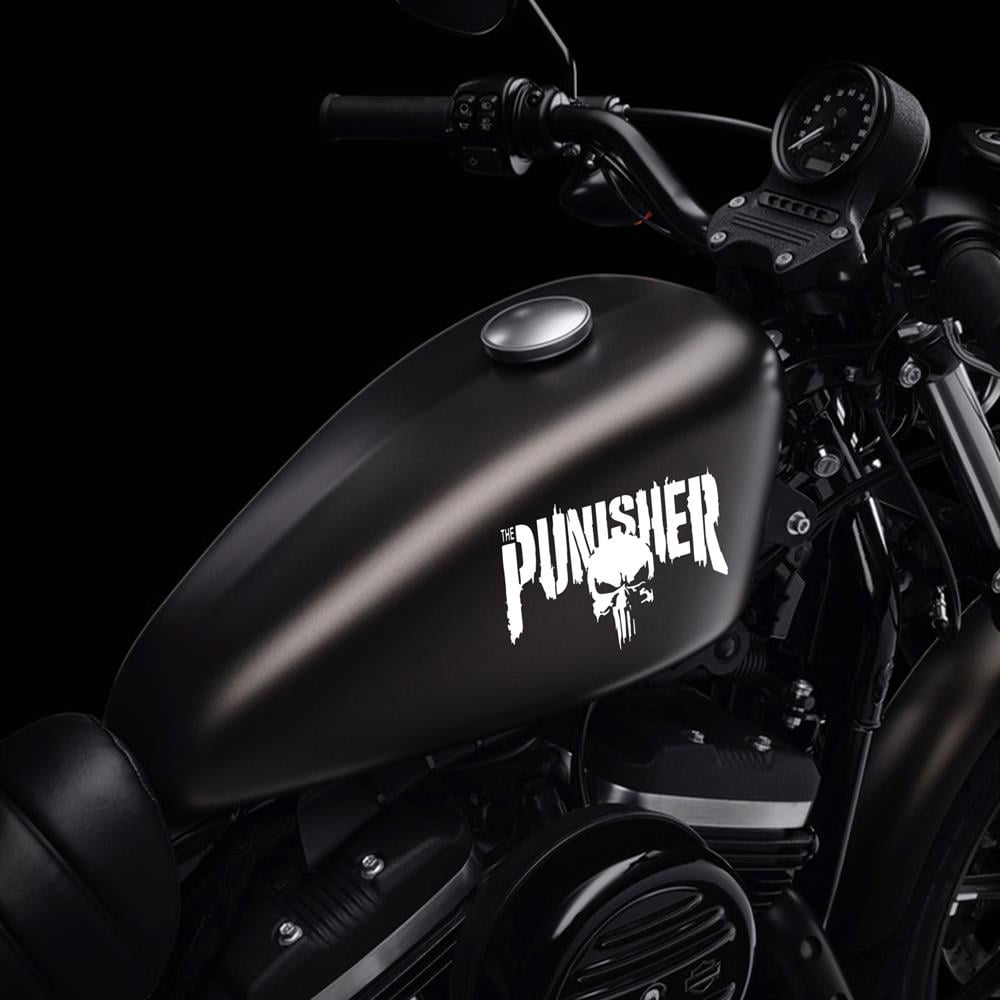Punisher Ön Cam Sticker Motorsiklet Beyaz Sticker