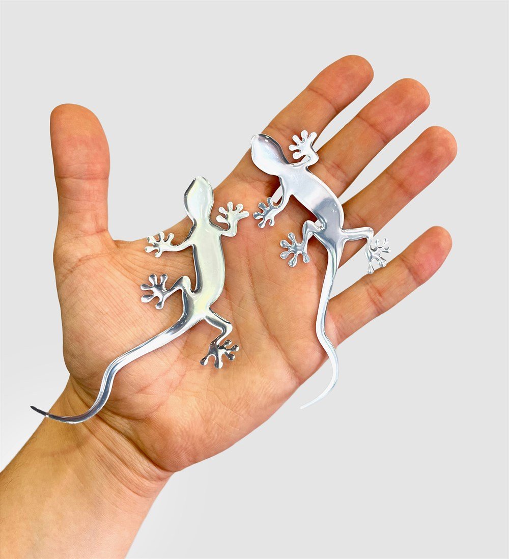 Quattro Gecko Kertenkele 2'li Sticker Seti Gümüş 