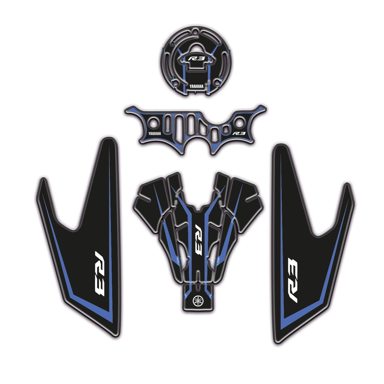 Redline Grafik R3 Tank Pad Seti 5 Parça Özel Üretim Race Blue