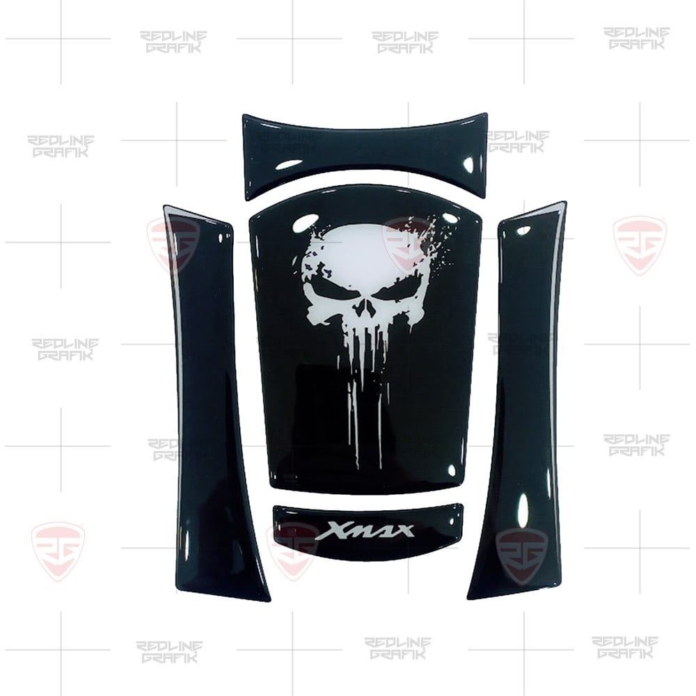 Redline Grafik YAMAHA X-MAX 2018 TANK PAD Punisher SİYAH DESEN
