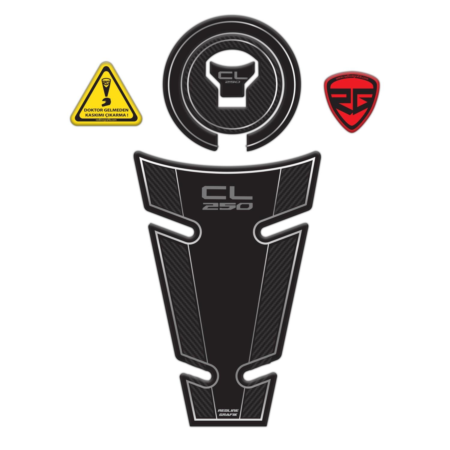 Redlinegrafik Honda Cl 250 2023-2024 Uyumlu Karbon Black Tank Pad Koruyucu Seti 
