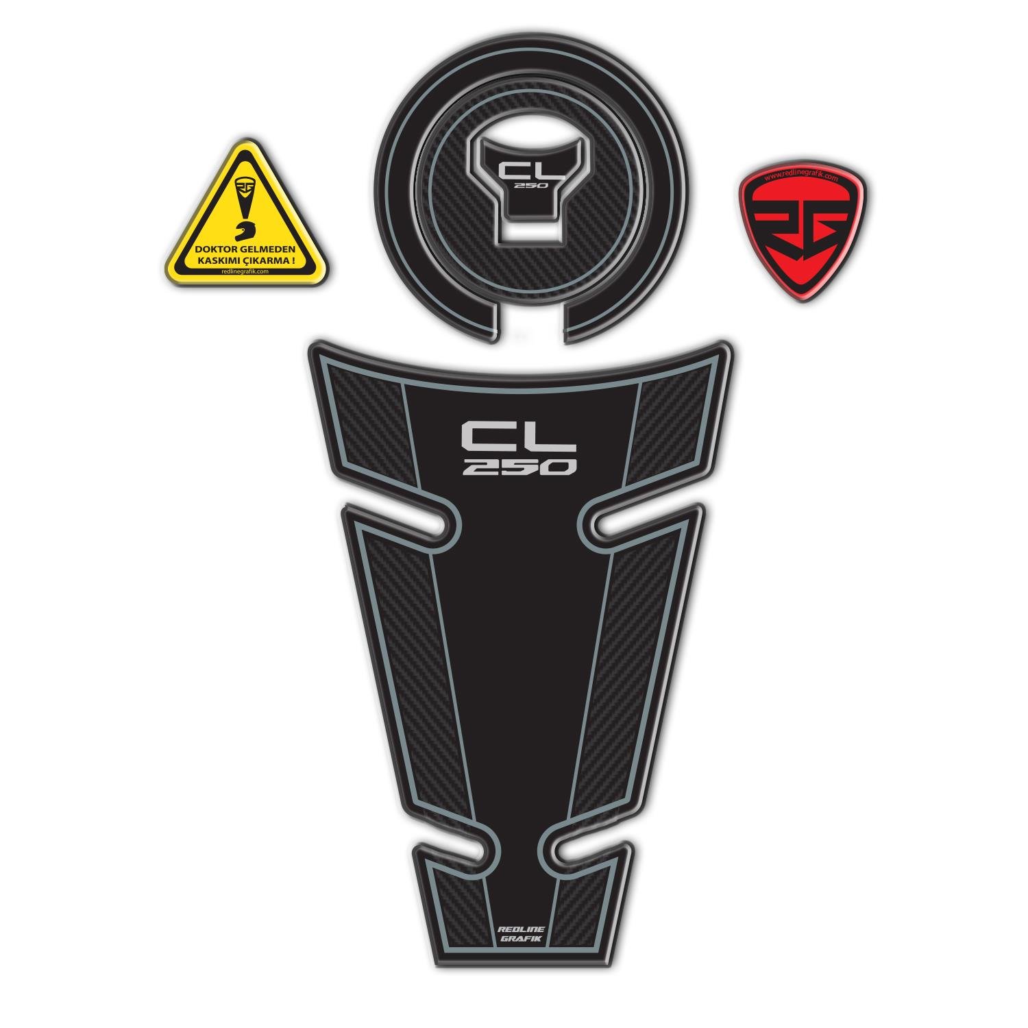 Redlinegrafik Honda Cl 250 2023-2024 Uyumlu Nardo Gri Black Tank Pad Koruyucu Seti 