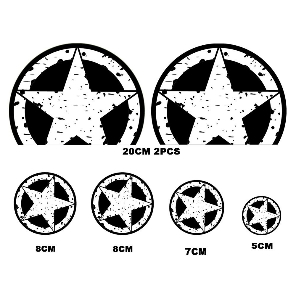 Reflektif Siyah Beyaz ARMY YILDIZ STİCKER SETİ