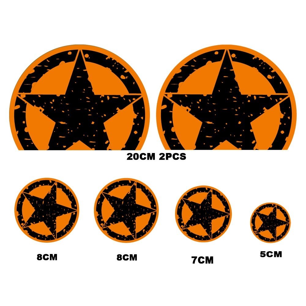 Reflektif Turuncu SİYAH ARMY YILDIZ STİCKER SETİ 