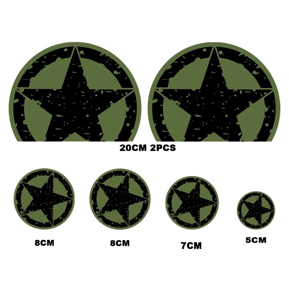 Reflektif Yeşil Sİyah Army YILDIZ STİCKER SETİ 