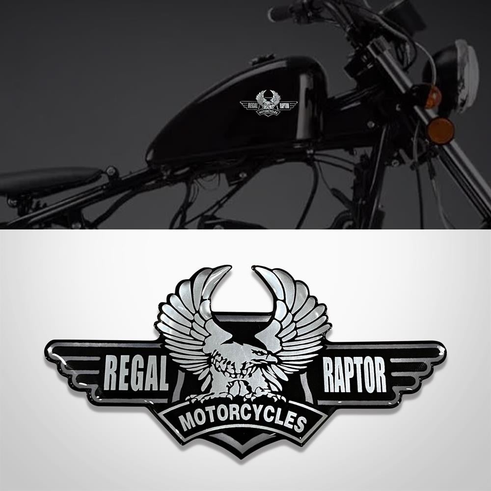 Regal Raptor Motorsiklet Depo Yanları için 2'li 3D Gümüş damla Sticker Arma