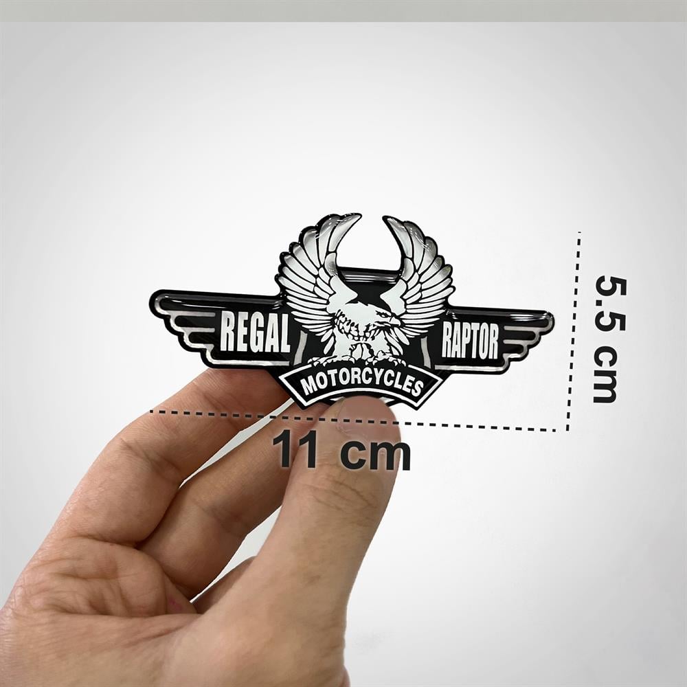 Regal Raptor Motorsiklet Depo Yanları için 2'li 3D Gümüş damla Sticker Arma