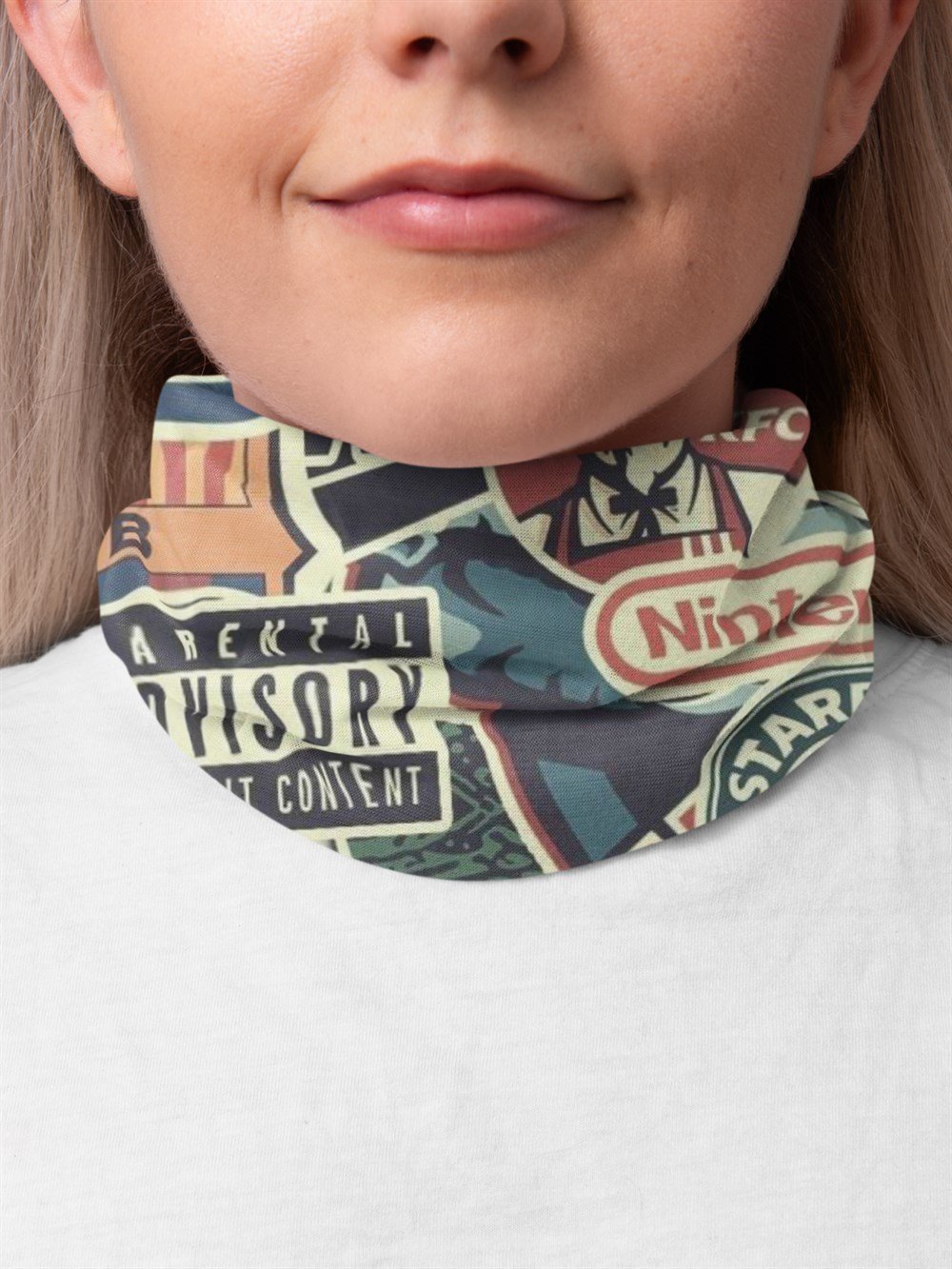 Retro Logo Kadın Bandana Saç Bandı Toka Boyunluk