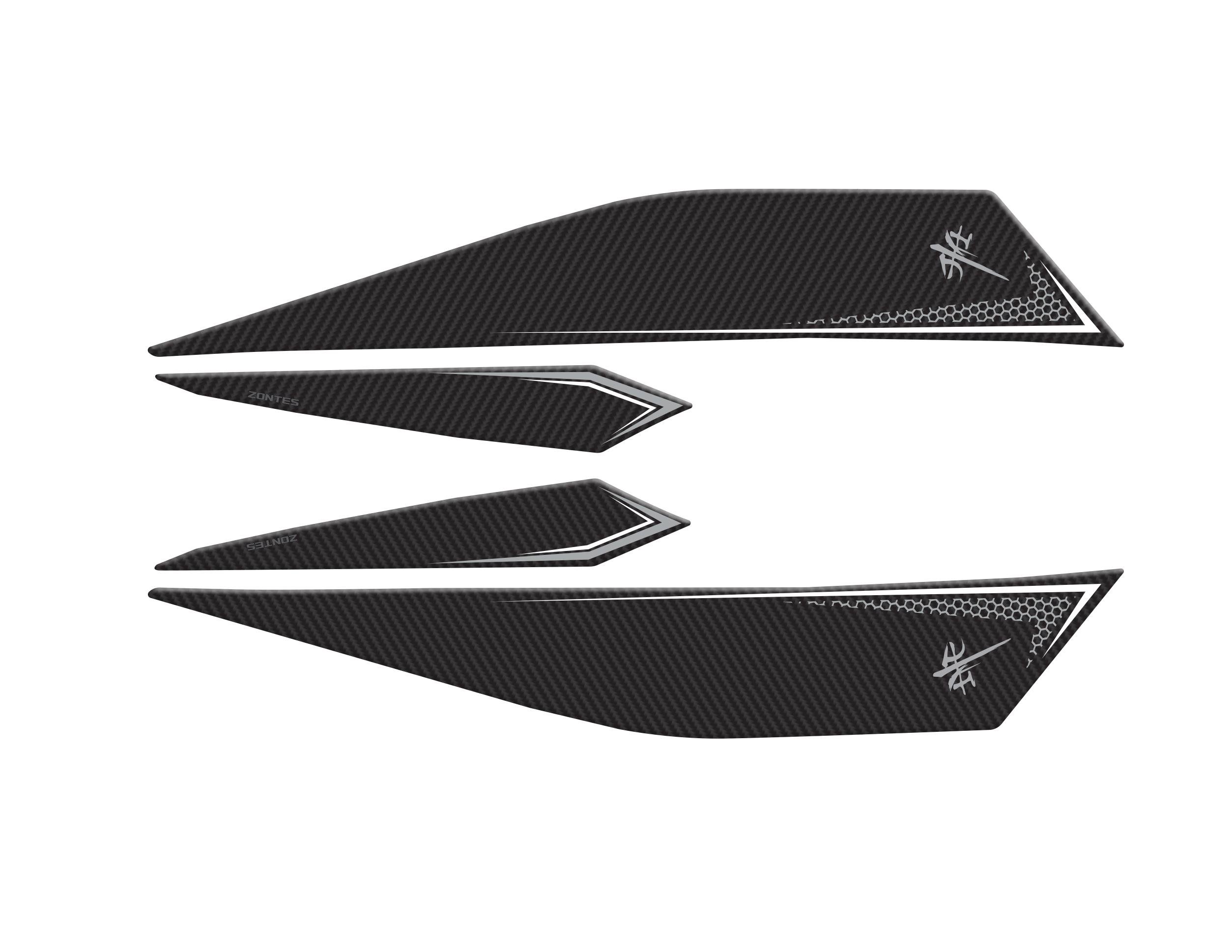 Rks RZ250S Zontes 2023-2024 Uyumlu Büyük Yan Grenaj Pad  Set Karbon Beyaz Redline Grafik