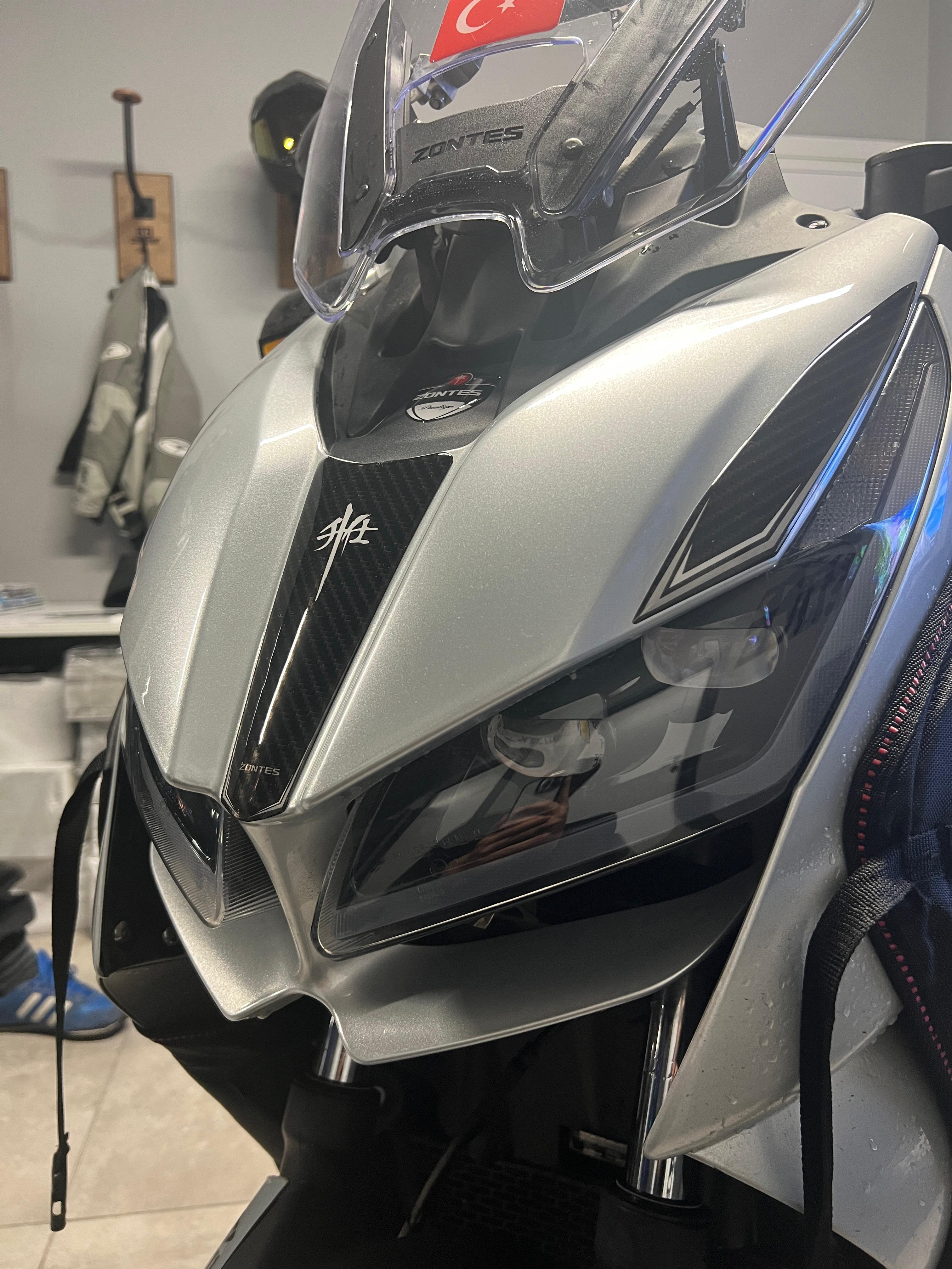 Rks RZ250S Zontes 2023-2024 Uyumlu Kafa Grenaj Gidon Pad Karbon Beyaz Redline Grafik