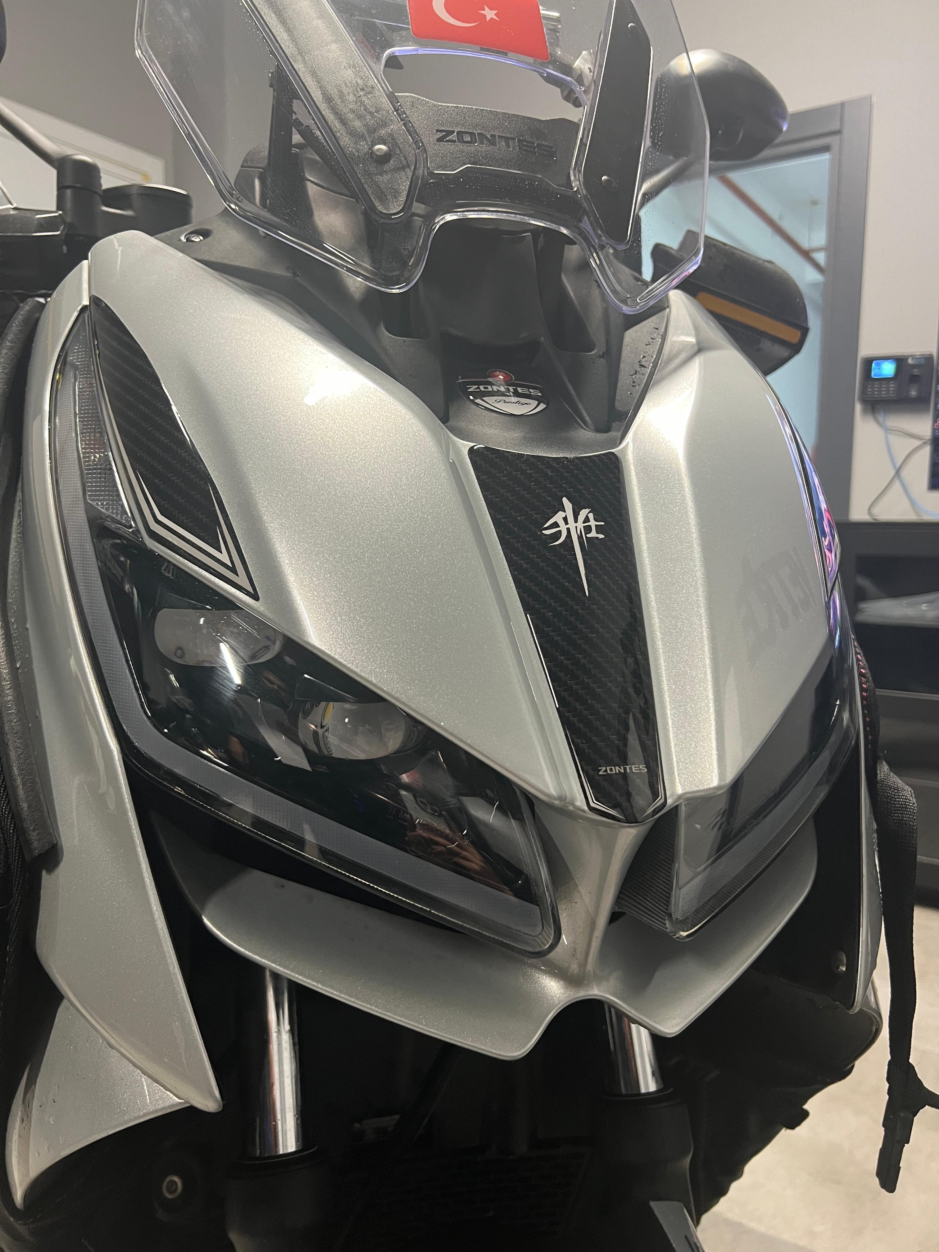 Rks RZ250S Zontes 2023-2024 Uyumlu Kafa Grenaj Gidon Pad Karbon Beyaz Redline Grafik