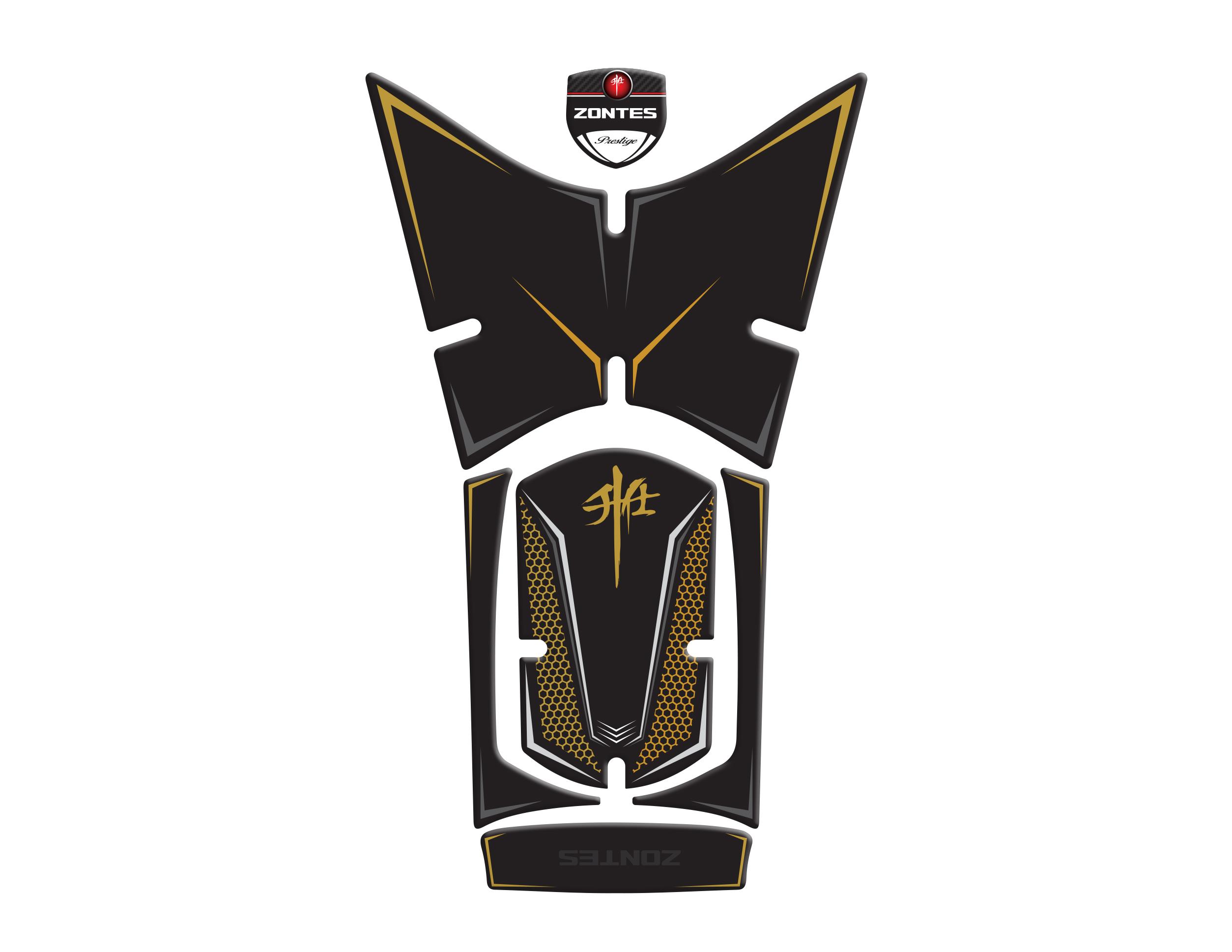 Rks RZ250S Zontes 2023-2024 Uyumlu Tank Pad Siyah Gold Redline grafik