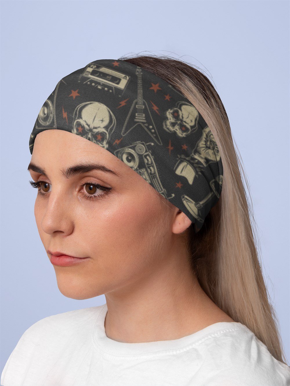 Rock'n Roll Kadın Bandana Saç Bandı Toka Boyunluk