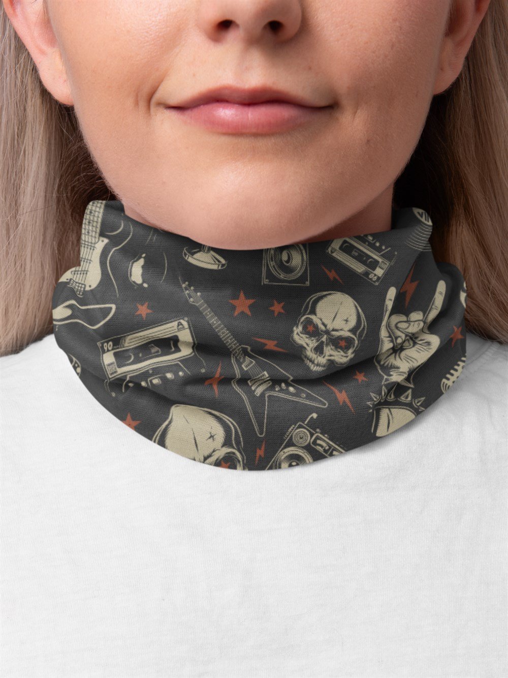 Rock'n Roll Kadın Bandana Saç Bandı Toka Boyunluk