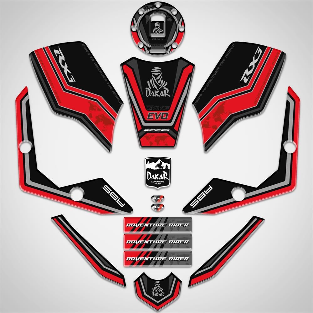 Rx3i Evo Full Sticker Pad Set Siyah Kırmızı Rx3 Evo