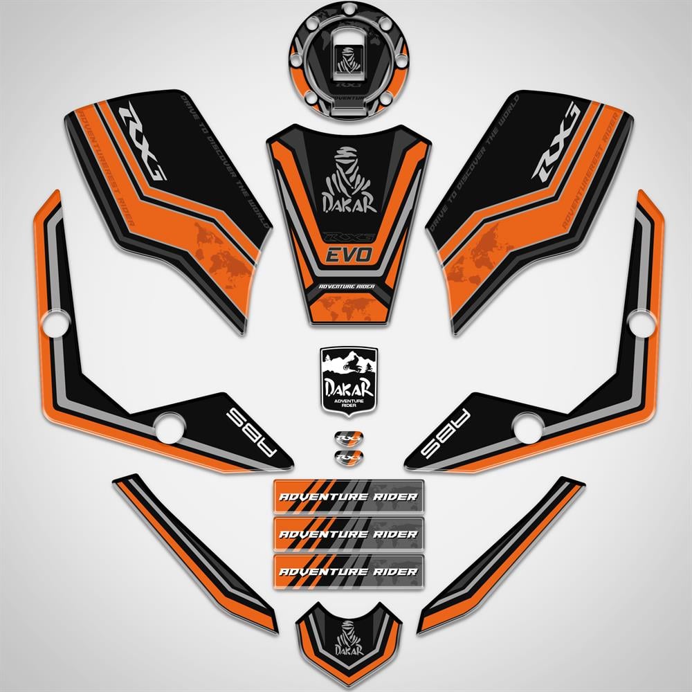 Rx3i Evo Full Sticker Pad Set Siyah Turuncu Rx3 Evo