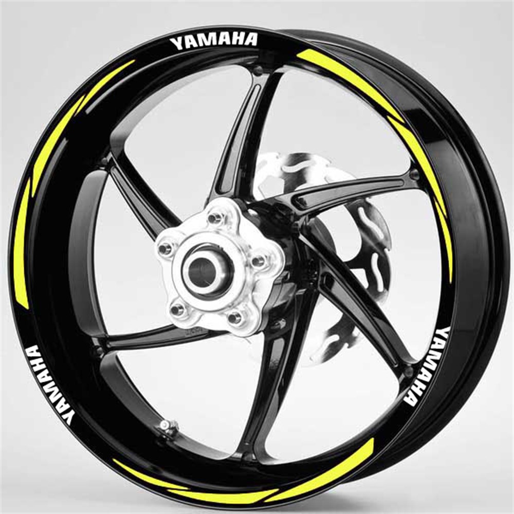 sARI Beyaz Yamaha Yazılı 3 Parçalı Reflektif sARI Jant Şeridi Yamaha