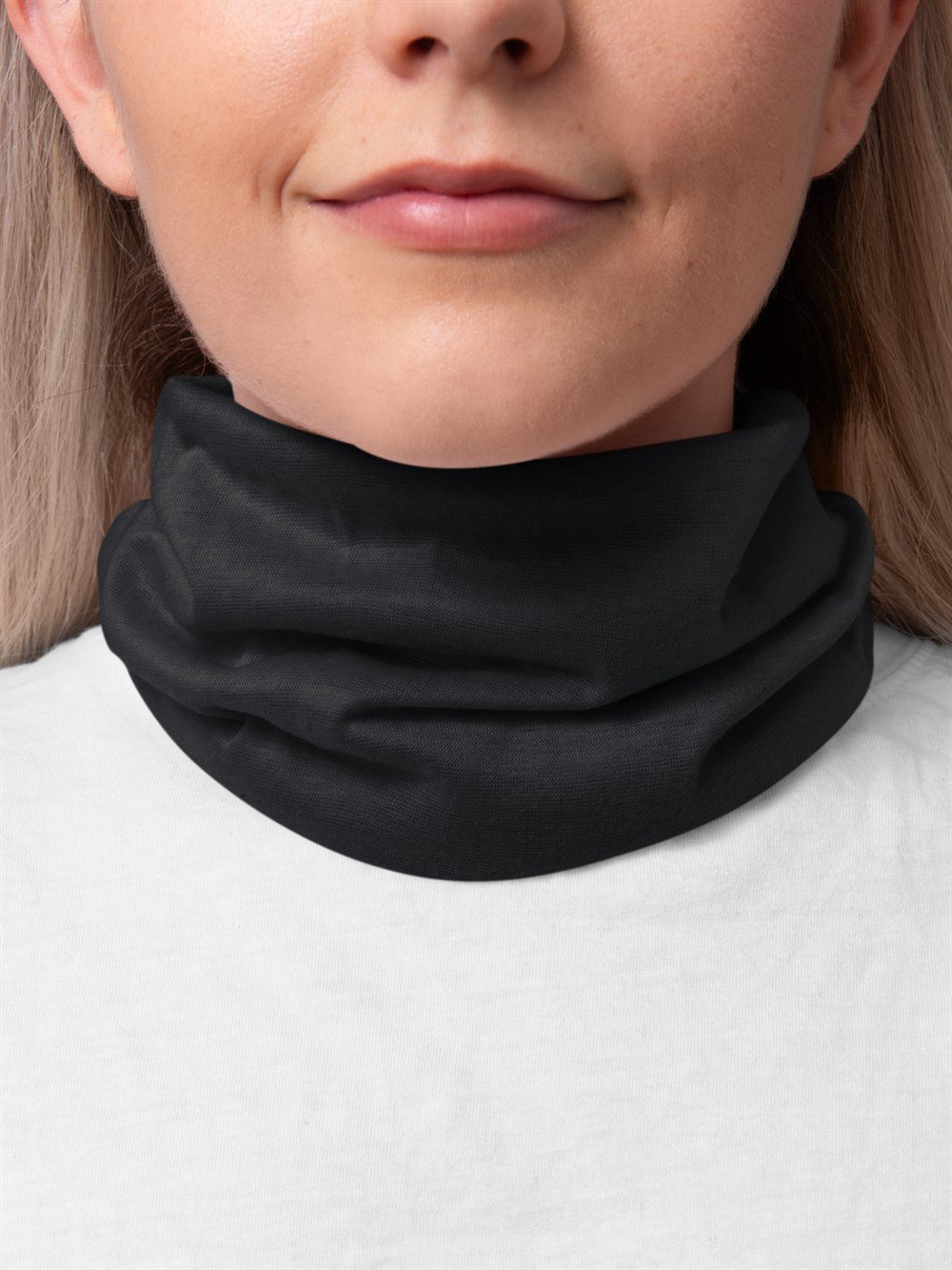 Siyah Düz Renk Kadın Bandana Saç Bandı Toka Boyunluk