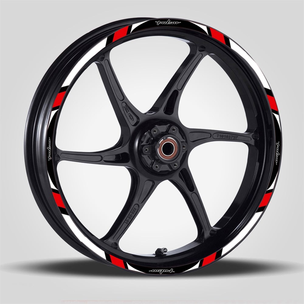 siyah-kırmızı-beyaz Pulsar Yazılı Reflektif Jant Şeridi