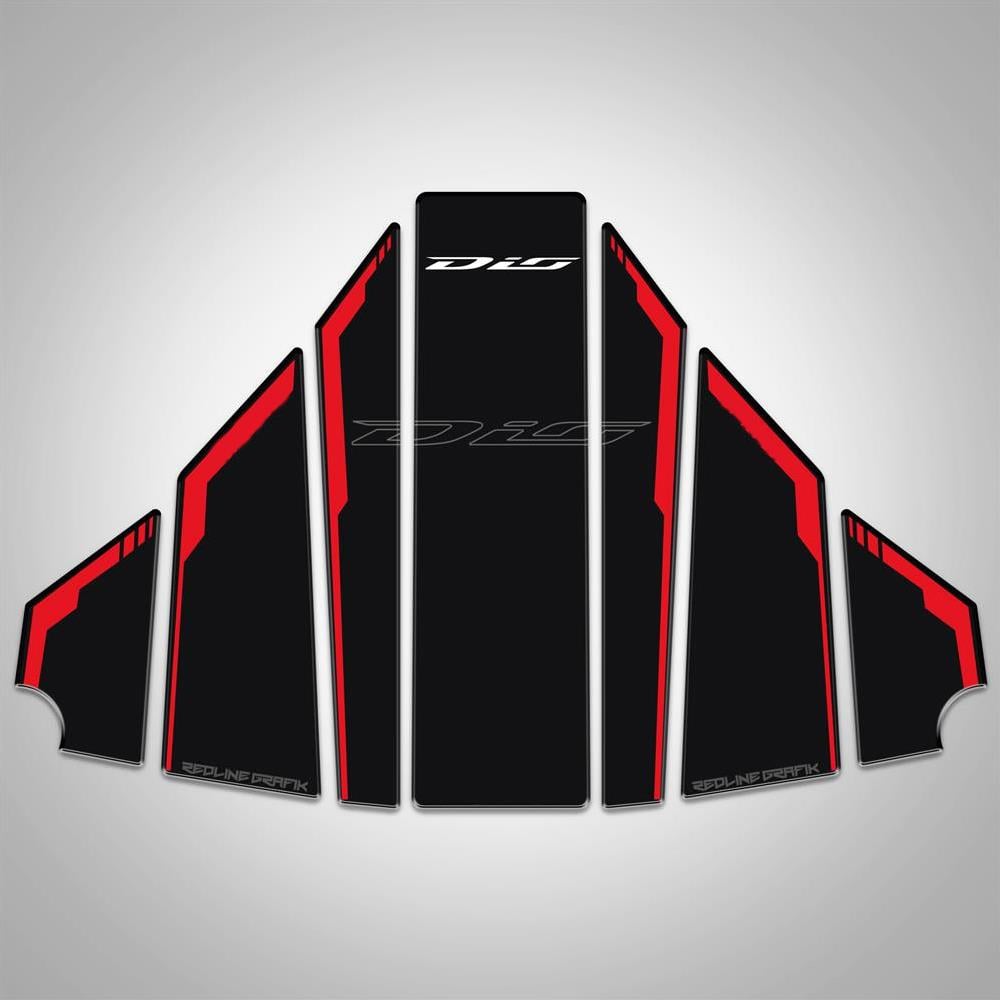 Siyah Kırmızı Dio Tank Pad Motorsiklet Koruma