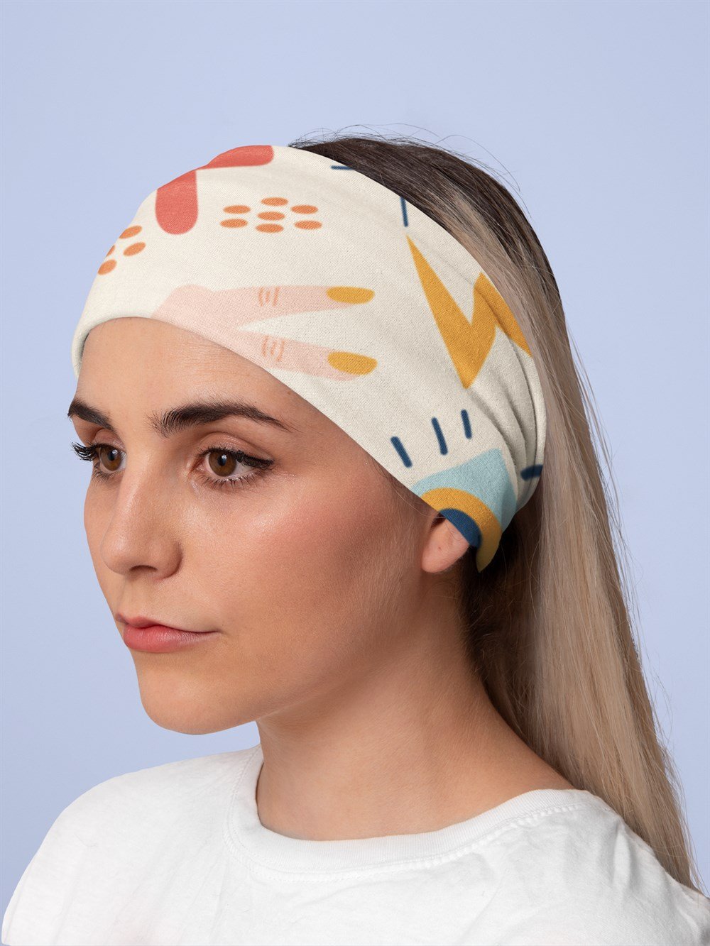 Soyut Desen Kadın Bandana Saç Bandı Toka Boyunluk