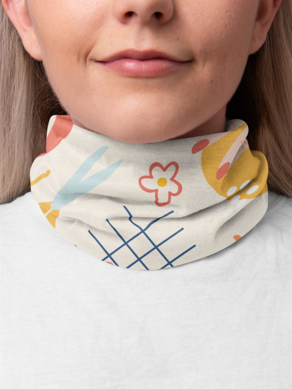 Soyut Desen Kadın Bandana Saç Bandı Toka Boyunluk