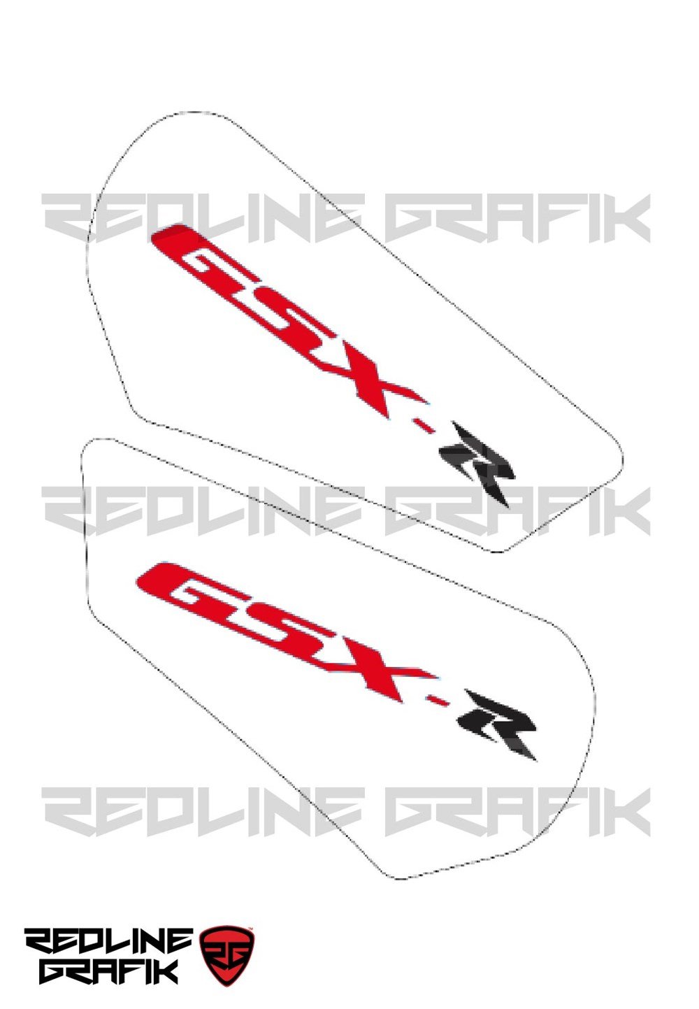 Suzuki Gsxr600 Şeffaf Yan Sticker Seti Kırmızı