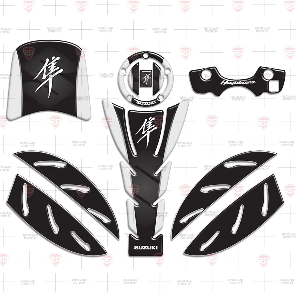 Suzuki Hayabusa Sticker Set Full  2008-2018 Beyaz Siyah
