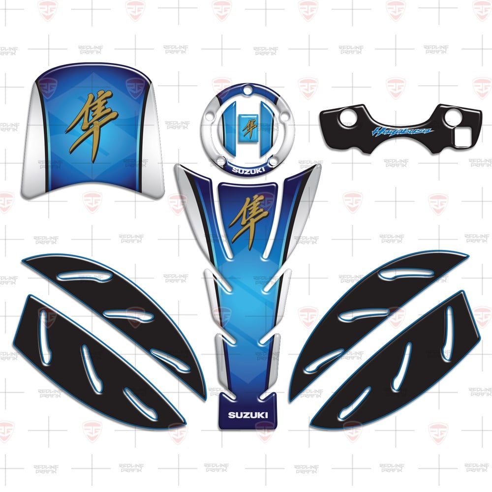 Suzuki Hayabusa Sticker Set Full  2008-2018 Mavi Siyah