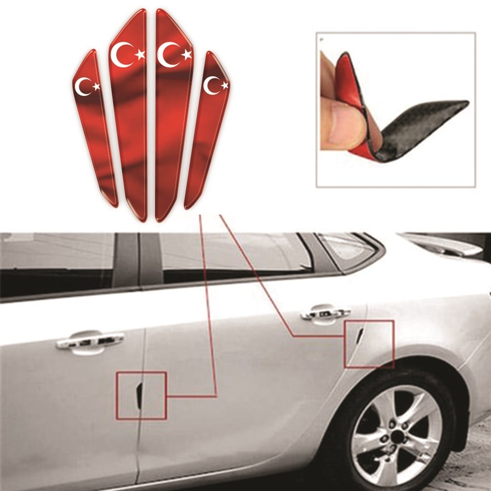 Türk Bayraklı Araba Yan Kapı Koruma 3D Sticker Yapıştırma