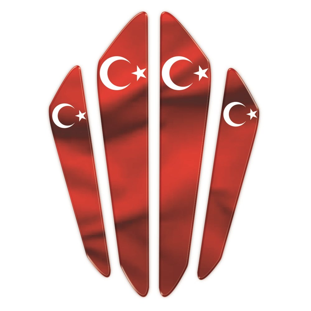 Türk Bayraklı Araba Yan Kapı Koruma 3D Sticker Yapıştırma