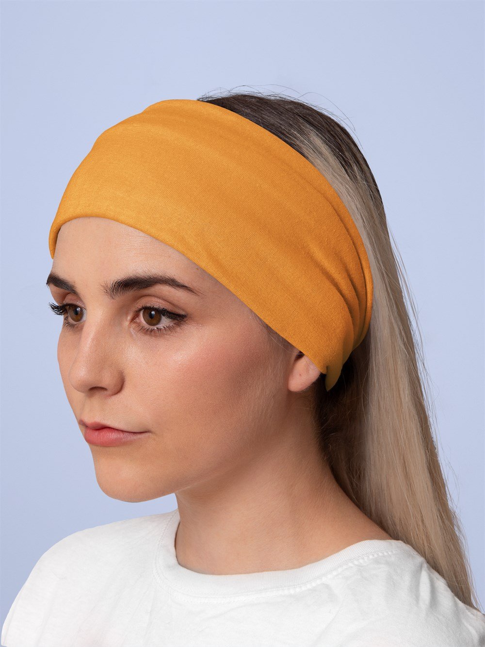 Turuncu Düz Renk Kadın Bandana Saç Bandı Toka Boyunluk