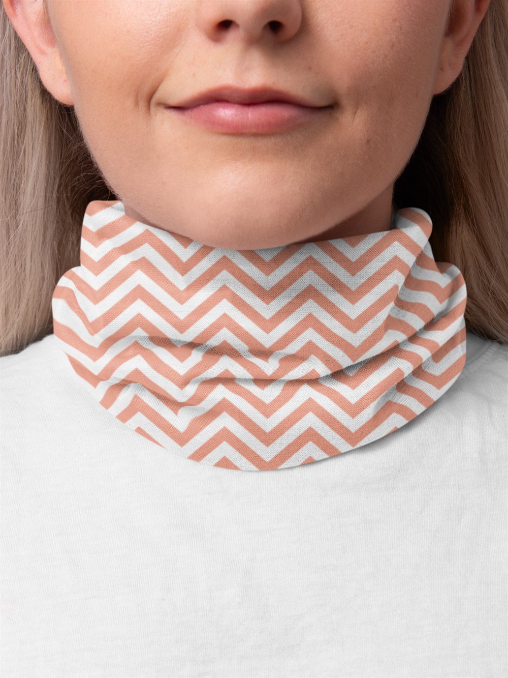 Turuncu Zikzak Desen Kadın Bandana Saç Bandı Toka Boyunluk