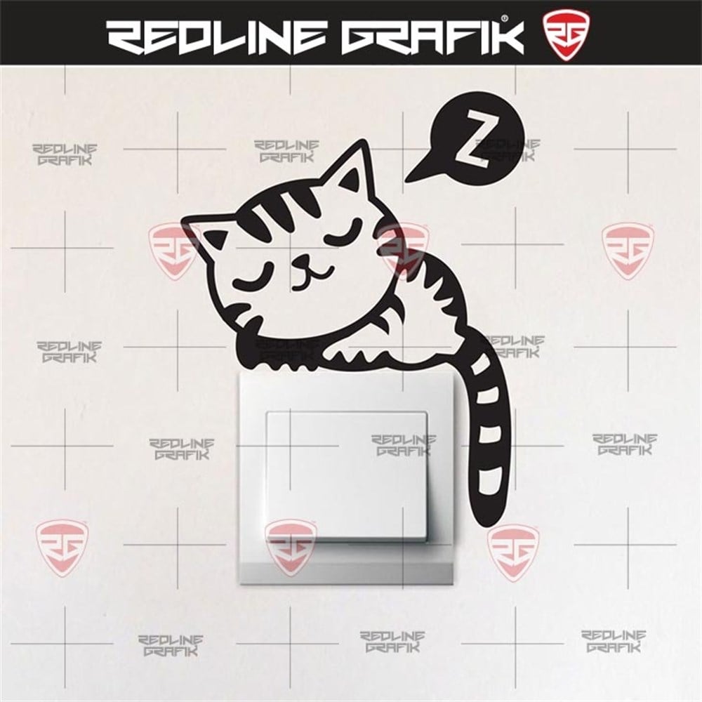 Uyuyan Kedi Priz Sticker 2 ADET