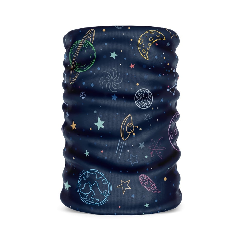 Uzay Desenli Kadın Bandana Saç Bandı Toka Boyunluk