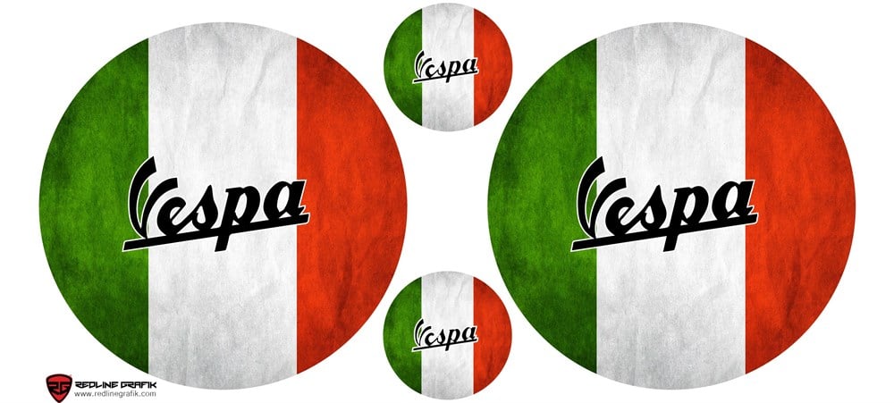 Vespa Italy Yan Sticker Seti