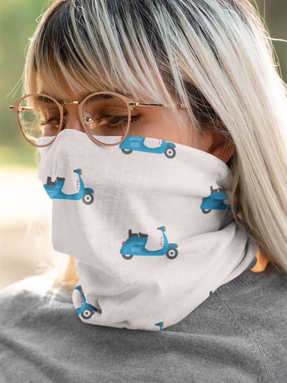 Vespa Motosiklet Desenli Bandana