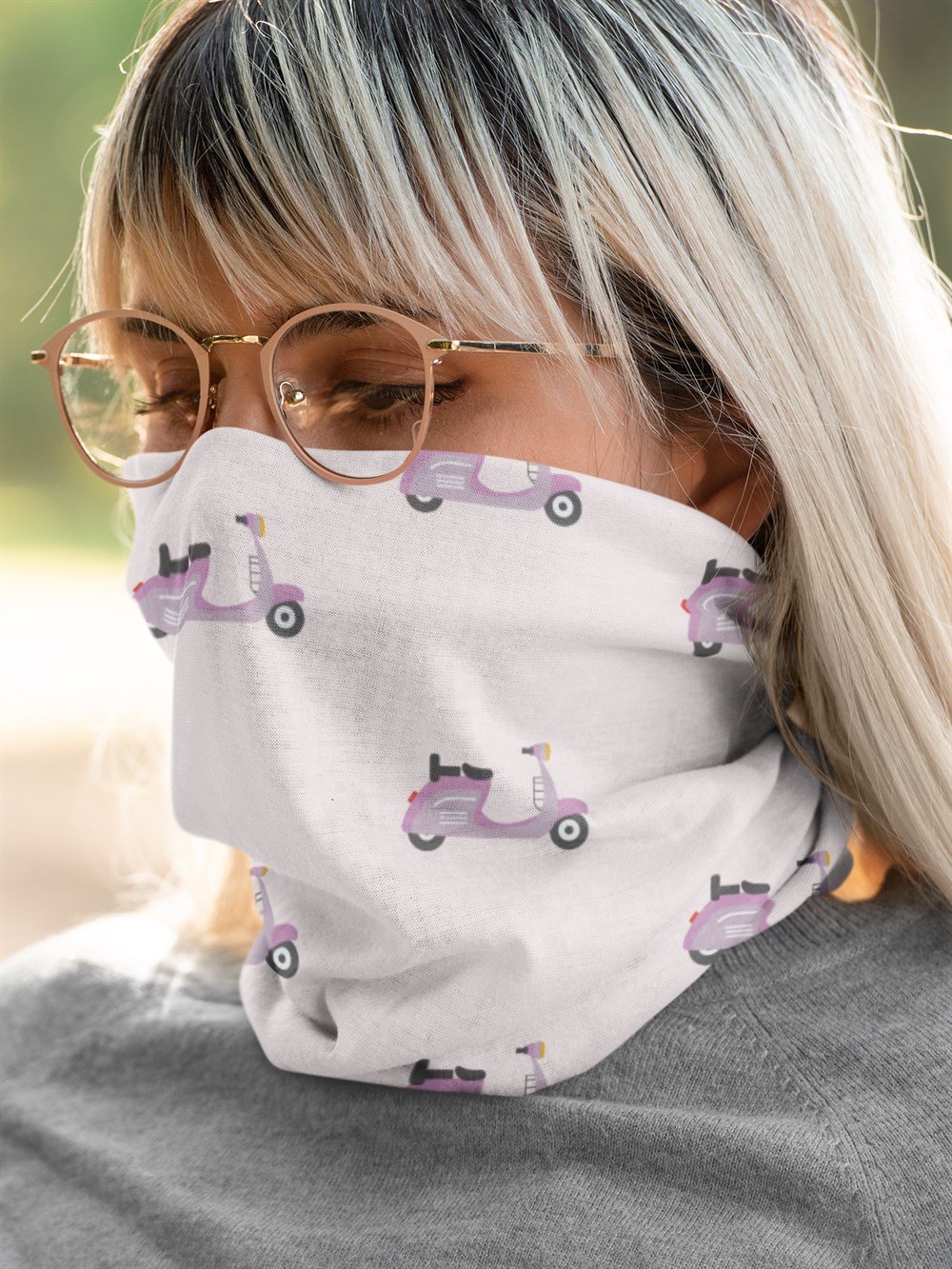 Vespa Motosiklet Desenli Bandana