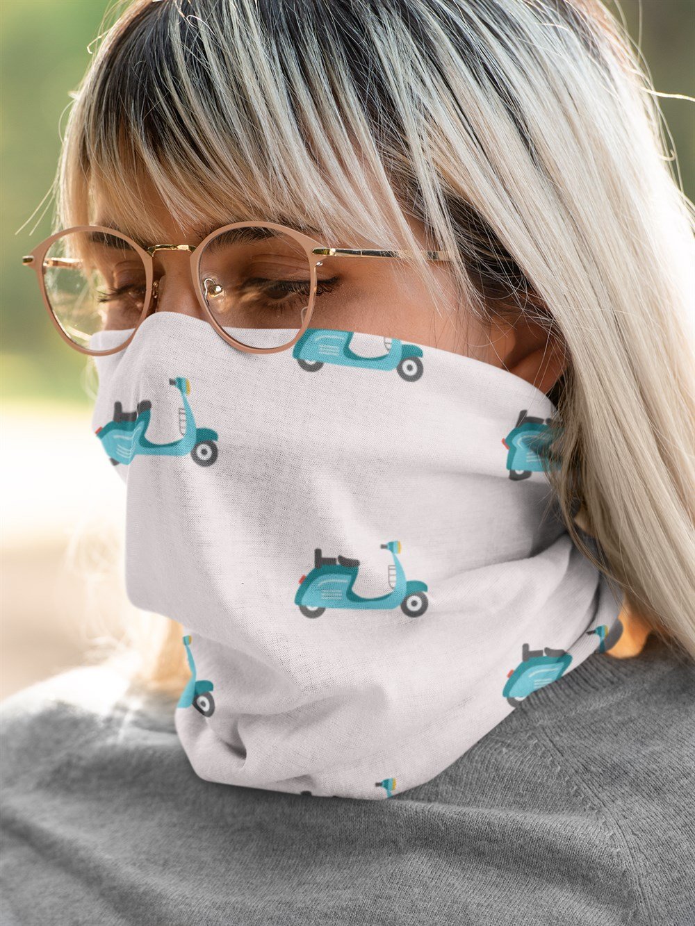 Vespa Motosiklet Desenli Bandana