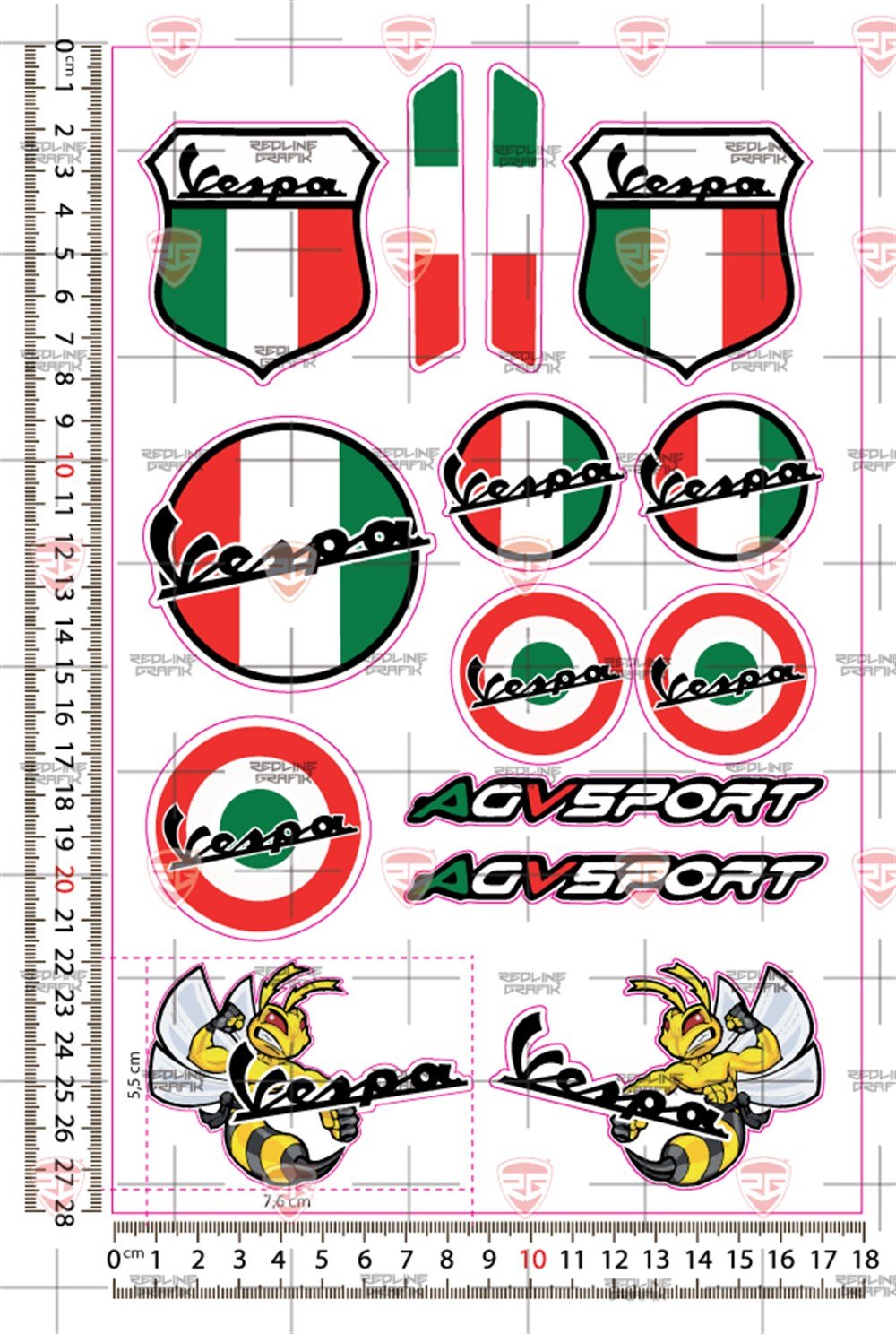 Vespa Reflektif Sticker Seti