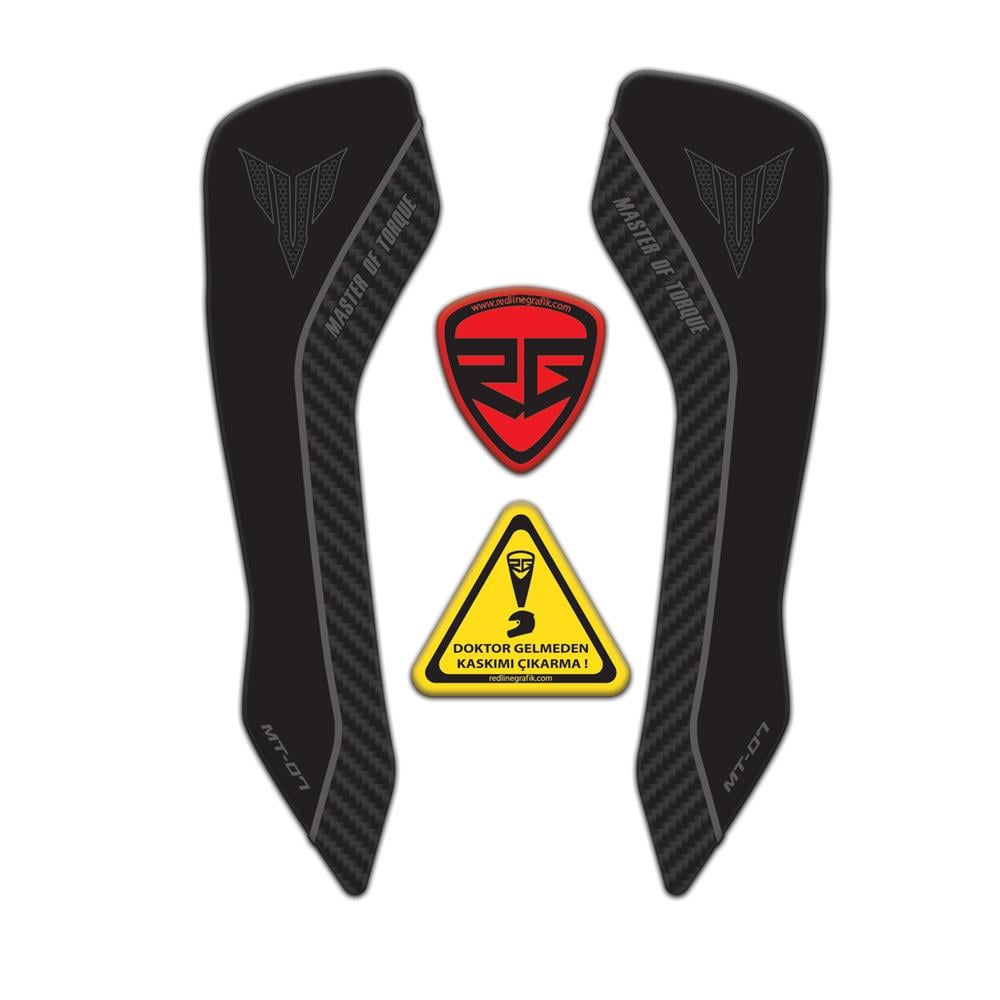 Yamaha MT-07 2021-2023 Uyumlu Kafa Koruma Pad Sticker Siyah Gri