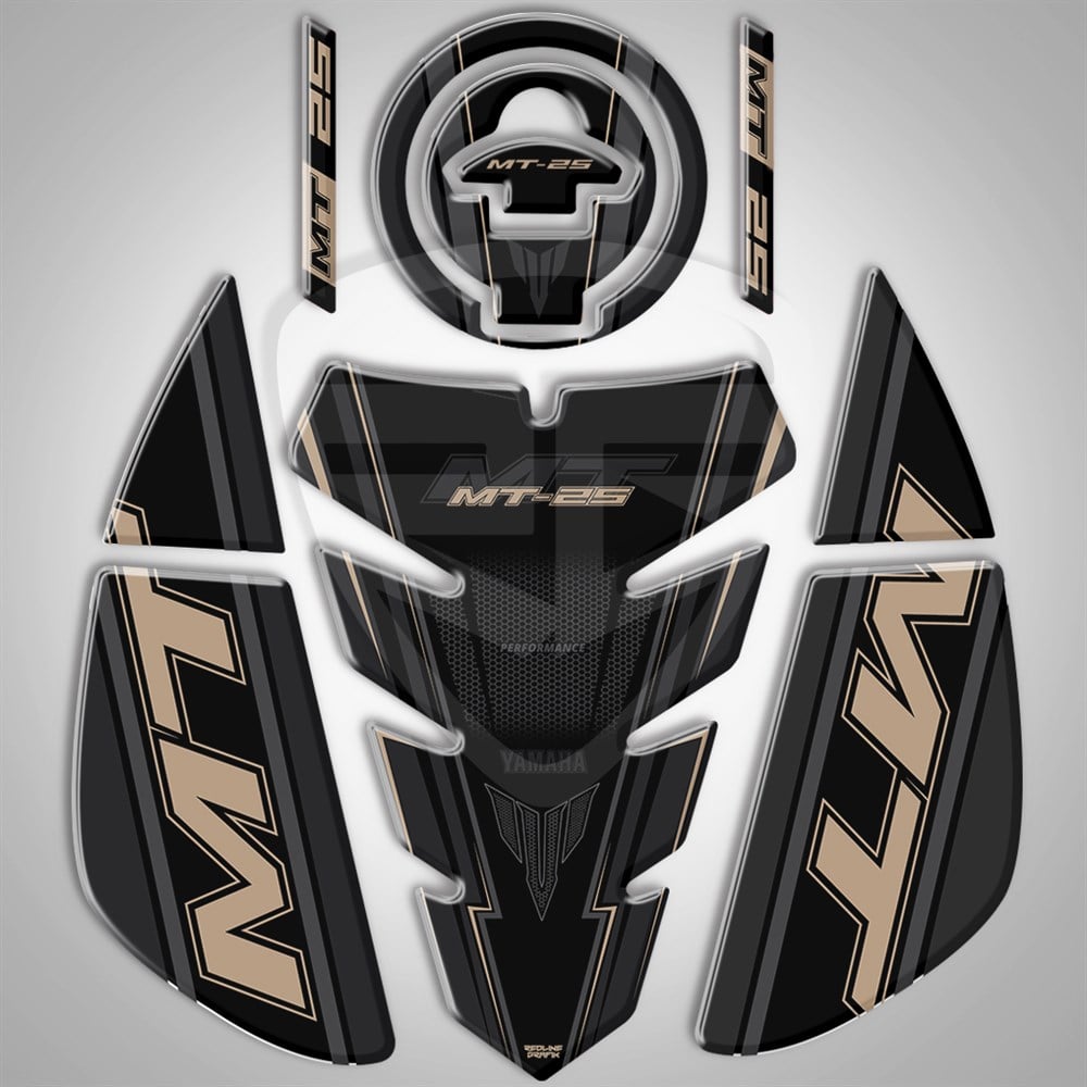 YAMAHA MT-25 2020-2021 3'LÜ SET TANK PAD DEPO PAD YAN PAD BEJ KREM